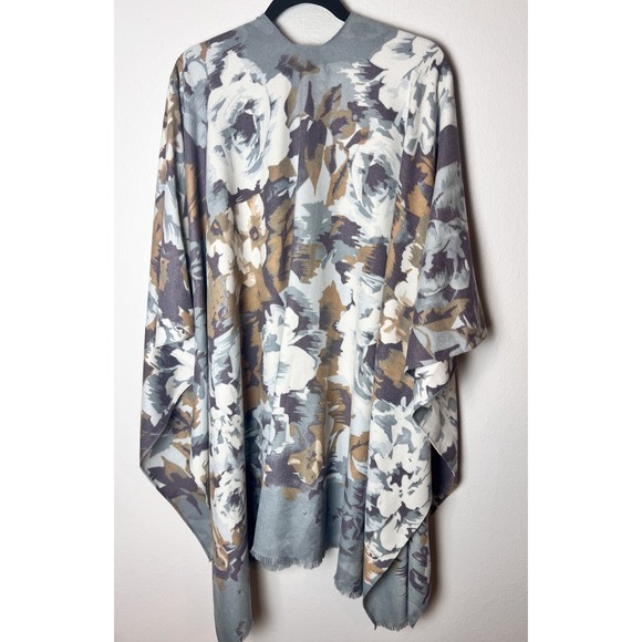Marc New York Women's Cape Shawl Kimono Floral Ties Blue Purple OS - Picture 3 of 7